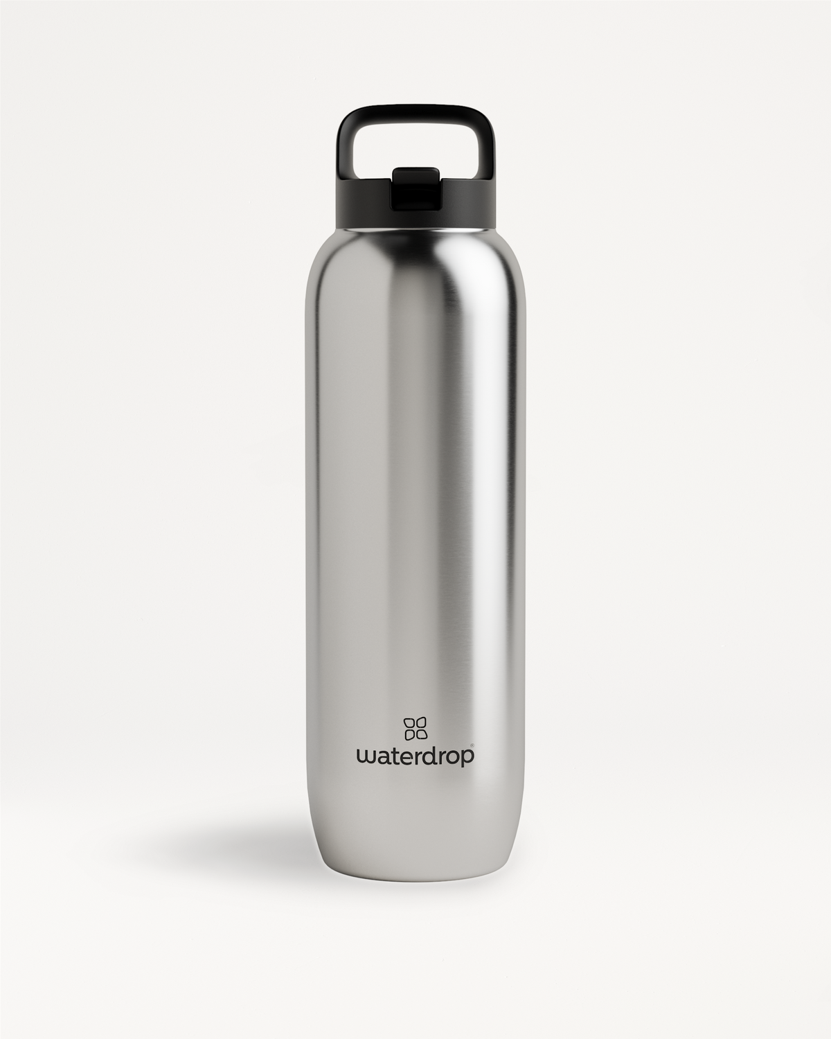 All-Purpose Thermo Straw Lid stainless-steel water bottle with handle.