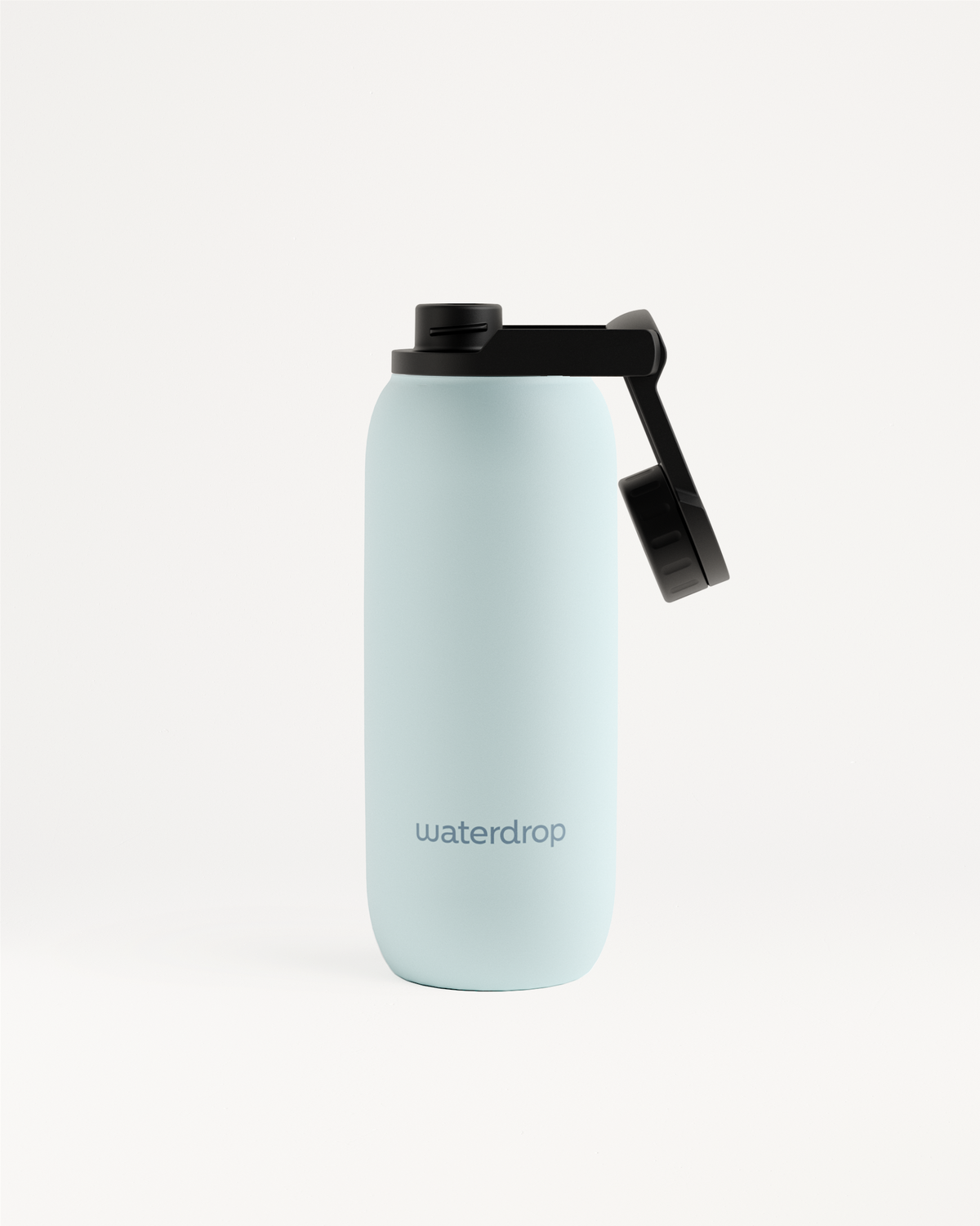 All-Purpose Thermo · Swing Lid water bottle with black cap.