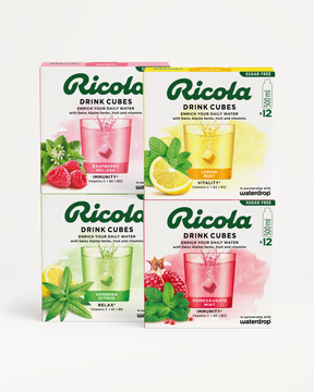 Ricola Discovery Set: Four herbal water flavor cubes.